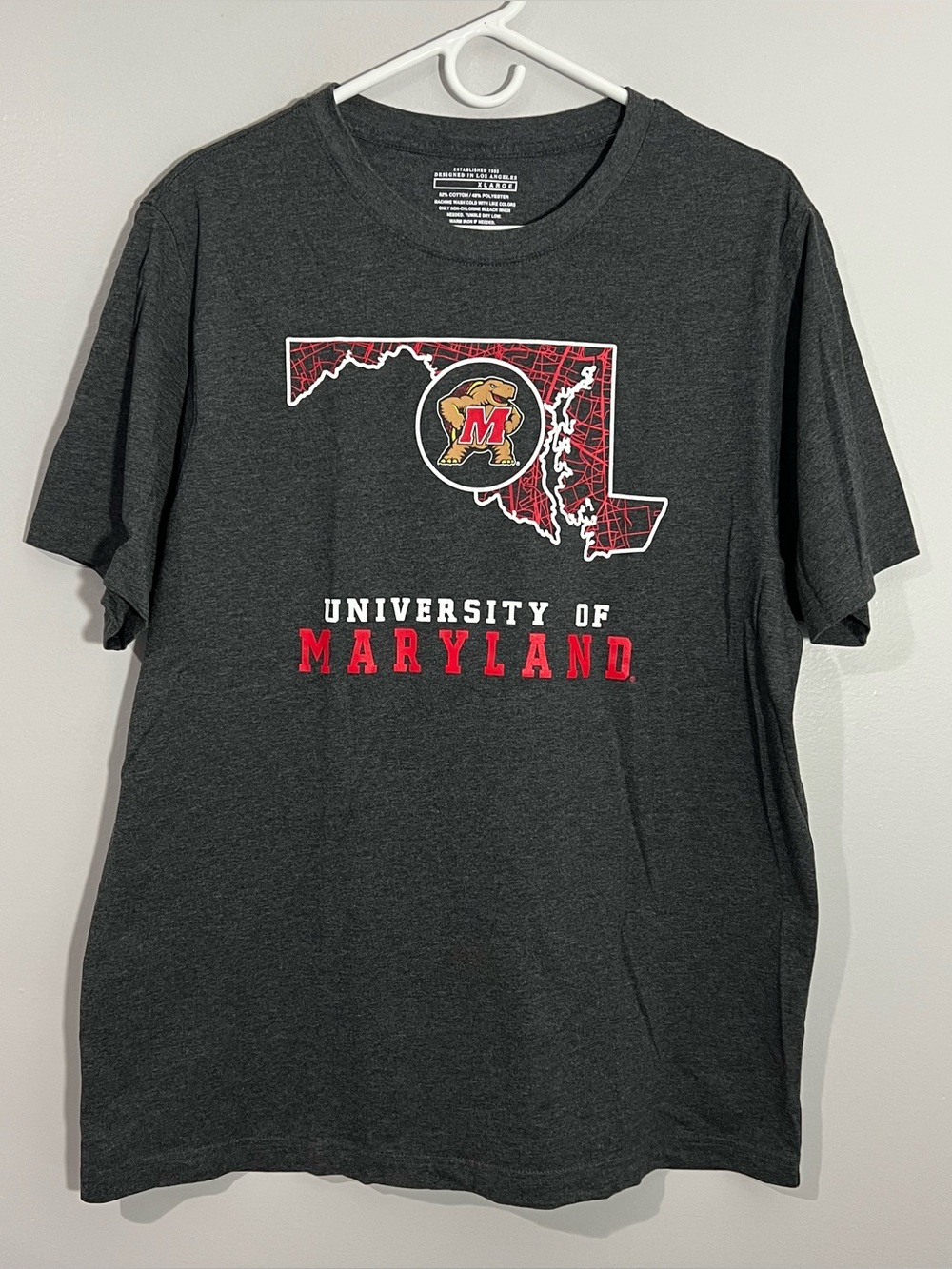 University Of Maryland Terrapins Terps Gray Short Sleeve T-Shirt Mens XL